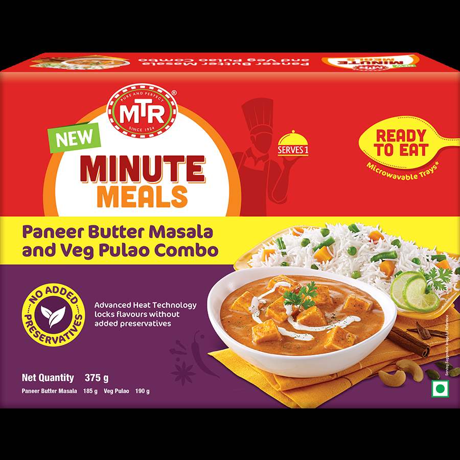 MTR Minute Meals Paneer Butter Masala and Veg Pulao Combo - 375 GM